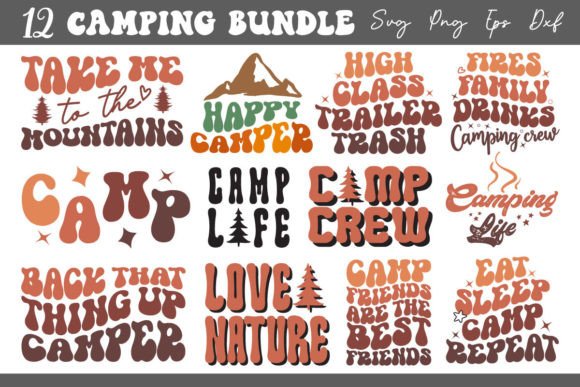 Retro Camping Sublimation SVG Bundle: Graphics for Crafts & Content